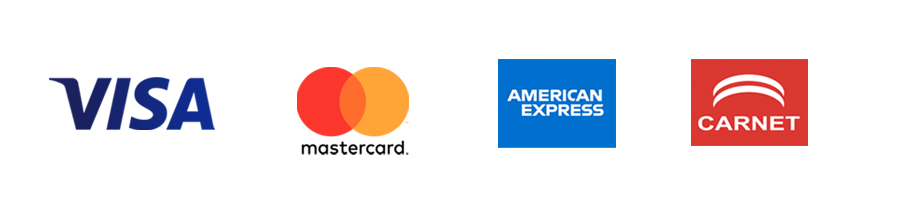 Aceptamos tarjetas de crédito y débito Visa, Mastercard, American Express y Carnet